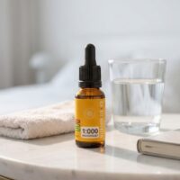 SonnVita Vitamin D3 + K2 Tropfen auf einem Tisch