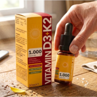 SOS-Apo Vitamin D3 K2 Tropfen 1000 I.E. 30 ml in der Hand